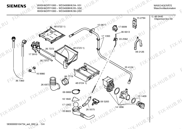 Схема №1 WD34008HK WASH&DRY1000 с изображением Панель управления для стиралки Siemens 00432630