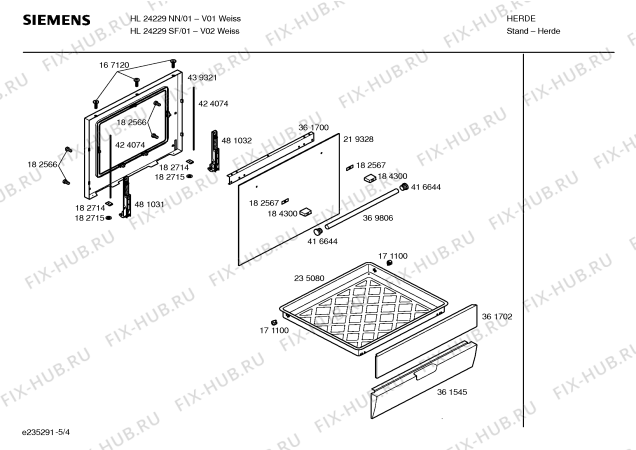 Взрыв-схема плиты (духовки) Siemens HL24229SF - Схема узла 04