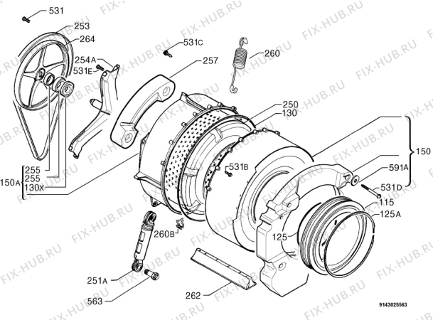 Взрыв-схема стиральной машины Zanker EF4244 (PRIVILEG) - Схема узла Functional parts 267