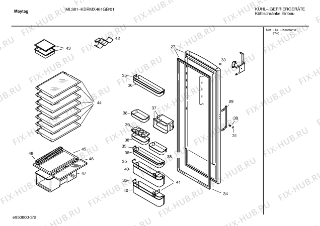 Схема №1 KDRMX461GB ML381 с изображением Дверь для холодильника Bosch 00238553