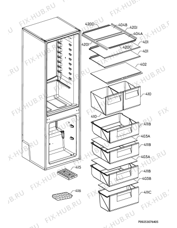 Взрыв-схема холодильника Electrolux ENN2754AOV - Схема узла Internal parts