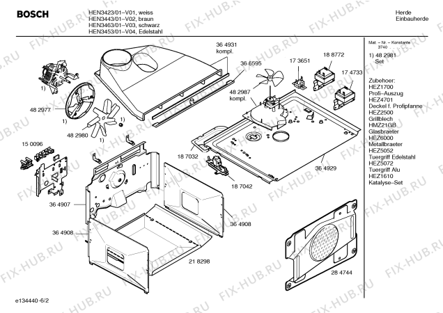 Схема №2 HEN3463 с изображением Инструкция по эксплуатации для плиты (духовки) Bosch 00581842