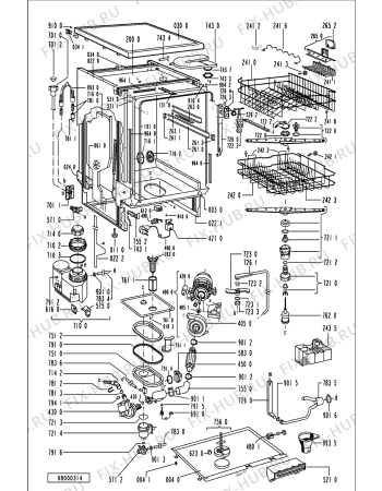 Схема №1 ADP 9416/1 BL с изображением Панель для электропосудомоечной машины Whirlpool 481245379826
