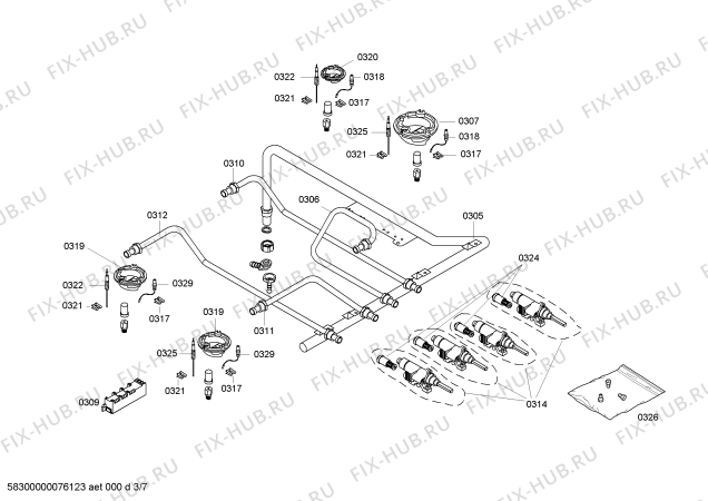 Взрыв-схема плиты (духовки) Bosch HSW745020H - Схема узла 03