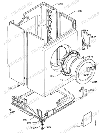 Взрыв-схема стиральной машины Zanussi FJ964 - Схема узла Cabinet + armatures