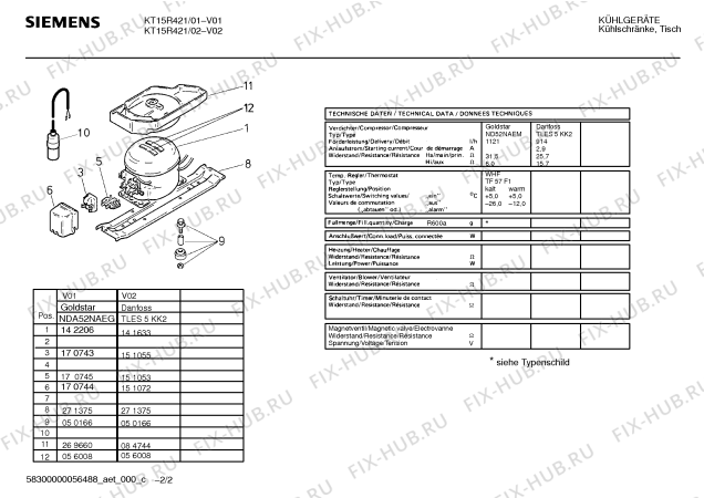Схема №1 KU14F421 с изображением Клапан для холодильника Siemens 00267132