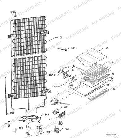 Взрыв-схема холодильника Electrolux ENB38807X - Схема узла Cooling system 017