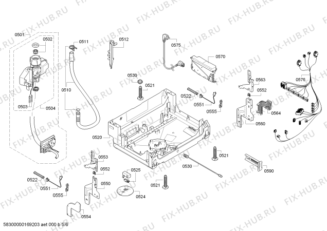 Взрыв-схема посудомоечной машины Bosch SMI40D45EU AquaStop - Схема узла 05