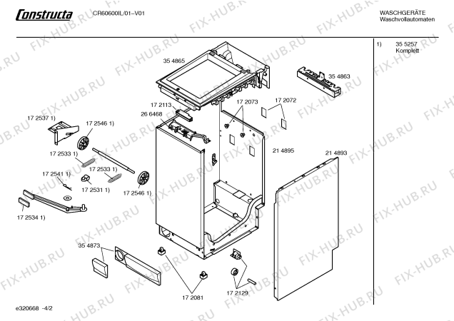 Схема №1 CR60810IL CONSTRUCTA CR6081 с изображением Ручка выбора программ для стиральной машины Bosch 00172109