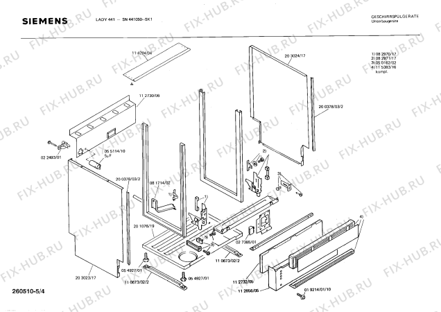 Схема №3 SN441046 с изображением Панель для посудомоечной машины Siemens 00113603