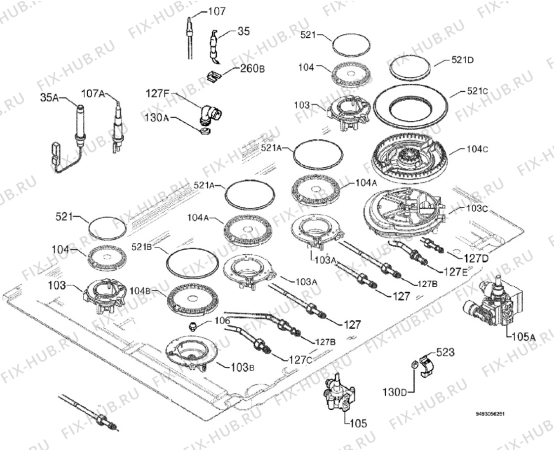 Взрыв-схема плиты (духовки) Rex Electrolux PX980UOV - Схема узла Functional parts 267