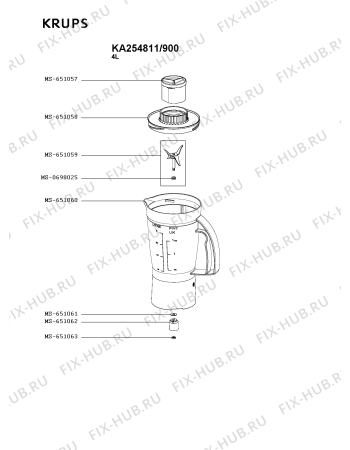 Схема №2 QB309838/900 с изображением Часть корпуса для кухонного измельчителя Krups MS-651017