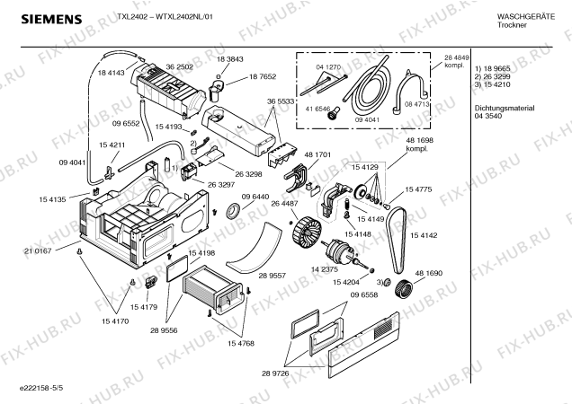 Взрыв-схема сушильной машины Siemens WTXL2402NL TXL2401 - Схема узла 05