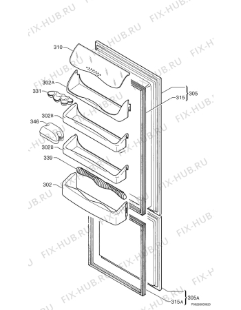 Взрыв-схема холодильника Zanussi ZK26/11R - Схема узла Door 003
