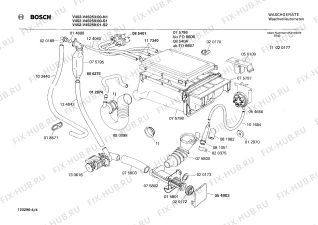 Взрыв-схема стиральной машины Bosch V45253 V452 - Схема узла 04