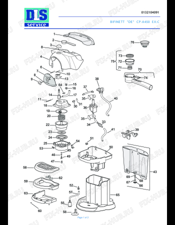 Схема №1 CPA450 RP32521 BIFINETT с изображением Запчасть для электрокофемашины DELONGHI 5213210161