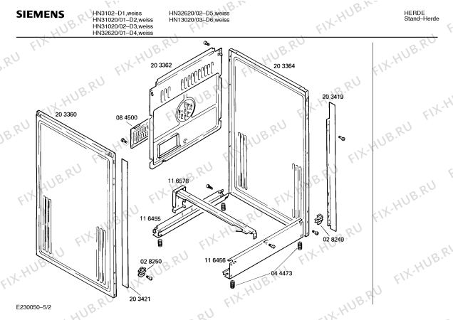 Схема №4 HU3304 с изображением Инструкция по эксплуатации для плиты (духовки) Siemens 00513150