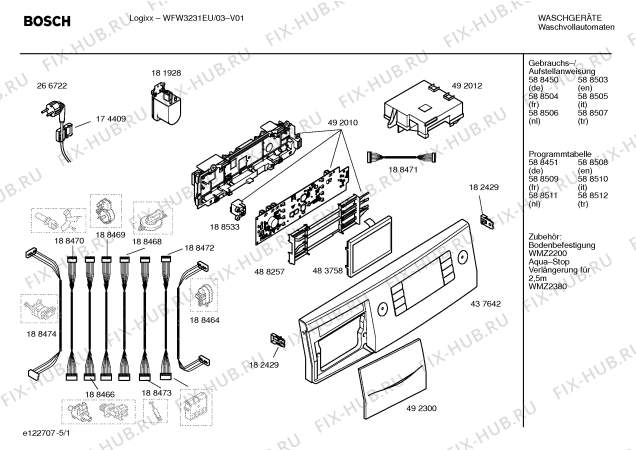 Схема №2 WFW3231EU Logixx с изображением Инструкция по установке и эксплуатации для стиральной машины Bosch 00588504