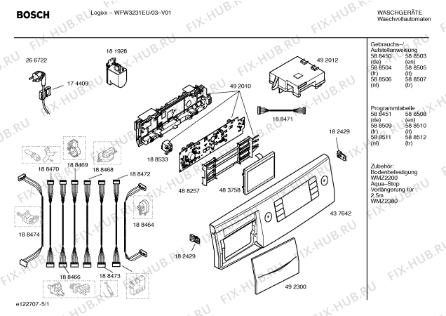 Схема №2 WFW3231EU Logixx с изображением Инструкция по установке и эксплуатации для стиральной машины Bosch 00588507