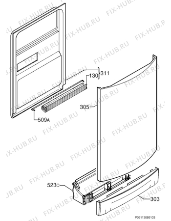 Взрыв-схема посудомоечной машины Rex Electrolux RSF45055SR - Схема узла Door 003