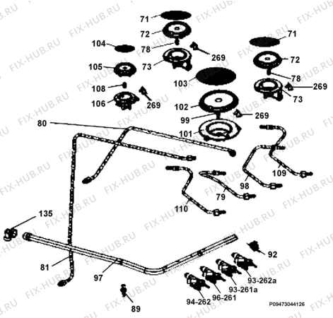 Взрыв-схема плиты (духовки) Electrolux EKG513102W - Схема узла Section 6