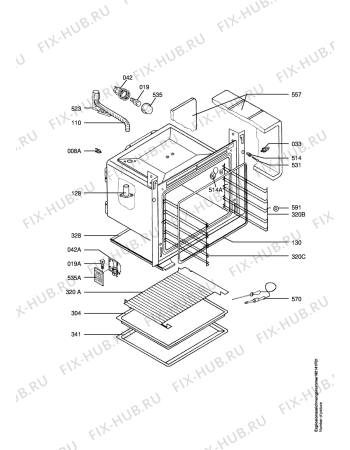Взрыв-схема плиты (духовки) Aeg E8931-4-A  NORDIC - Схема узла Oven