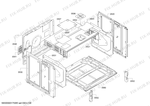 Взрыв-схема плиты (духовки) Bosch HEG73U150 Bosch - Схема узла 05