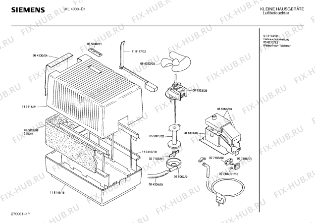 Схема №1 ML4000 с изображением Крышка для составляющей Siemens 00115114