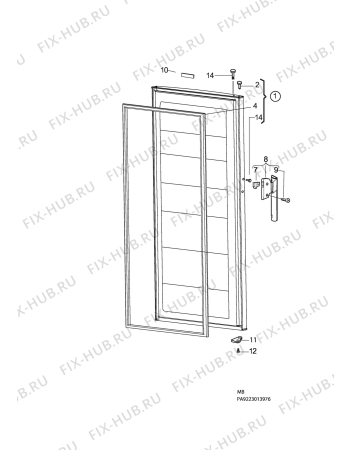 Схема №1 A73100GNW1 с изображением Дверца для холодильной камеры Aeg 2983980802