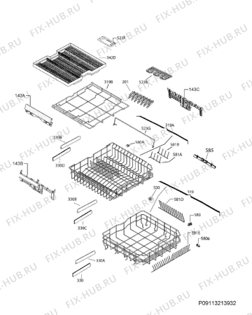 Взрыв-схема посудомоечной машины Electrolux ESL8825RA - Схема узла Basket 160