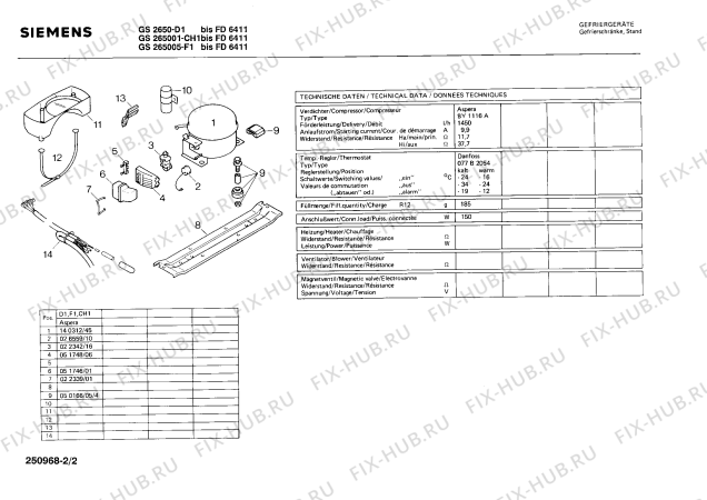 Схема №1 GS265001 с изображением Термометер для холодильной камеры Siemens 00054798