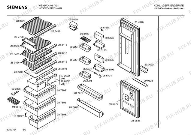Взрыв-схема холодильника Siemens KG36V04SD - Схема узла 02