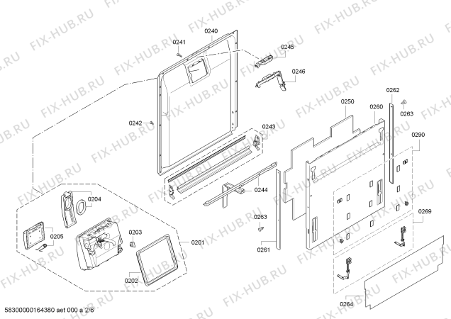 Схема №2 DF261162 с изображением Вставка для электропосудомоечной машины Bosch 00701713