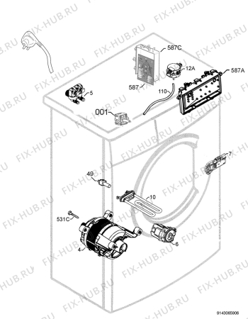 Взрыв-схема стиральной машины Electrolux EWS125210A - Схема узла Electrical equipment 268