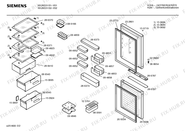 Схема №3 KK32U00 с изображением Ручка двери для холодильной камеры Siemens 00286787