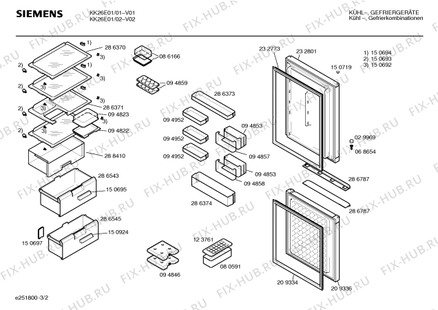 Схема №3 KK31E01 с изображением Передняя панель для холодильника Siemens 00286546