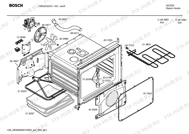 Взрыв-схема плиты (духовки) Bosch HSN2525 - Схема узла 03