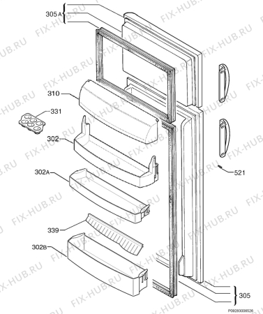 Взрыв-схема холодильника Kelvinator KCT300A - Схема узла Door 003