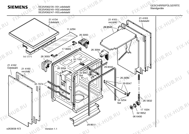 Схема №1 SE25A562 с изображением Передняя панель для посудомоечной машины Siemens 00437970