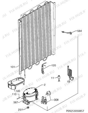 Взрыв-схема холодильника Rex Electrolux FI292/2T - Схема узла Cooling system 017