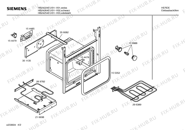 Взрыв-схема плиты (духовки) Siemens HB24264EU - Схема узла 02