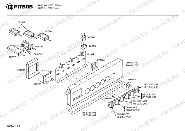 Схема №1 7680WL с изображением Переключатель для плиты (духовки) Bosch 00060430