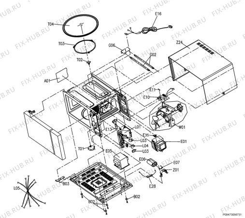 Взрыв-схема микроволновой печи Rex Electrolux FM210S - Схема узла Section 1