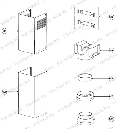 Взрыв-схема вытяжки Asko CD4934G (573449) - Схема узла 05