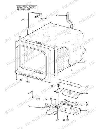 Взрыв-схема плиты (духовки) Tricity Bendix SG305/1BN - Схема узла H10 Main Oven Cavity (large)