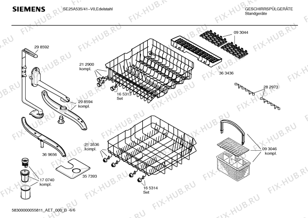 Взрыв-схема посудомоечной машины Siemens SE25A535 - Схема узла 06