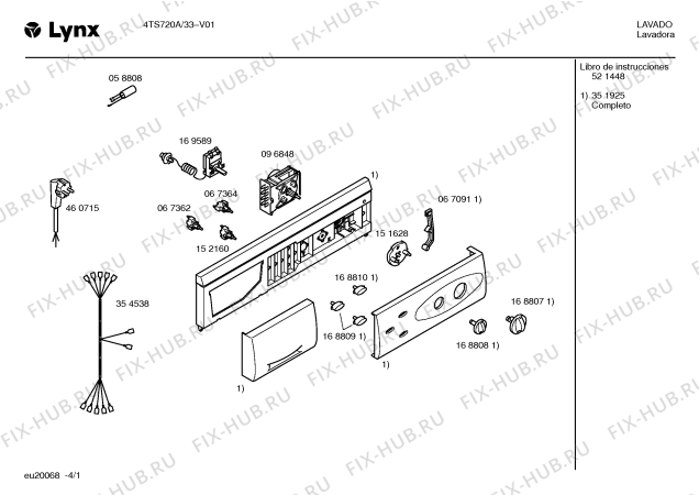 Схема №2 4TS720A LYNX 4TS720A NUEVA LINEA с изображением Кабель для стиралки Bosch 00354538