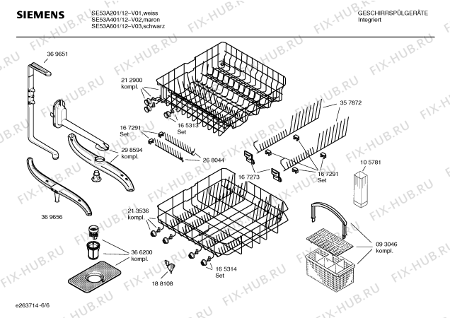 Схема №3 SE53A501 с изображением Инструкция по эксплуатации для посудомойки Siemens 00584601