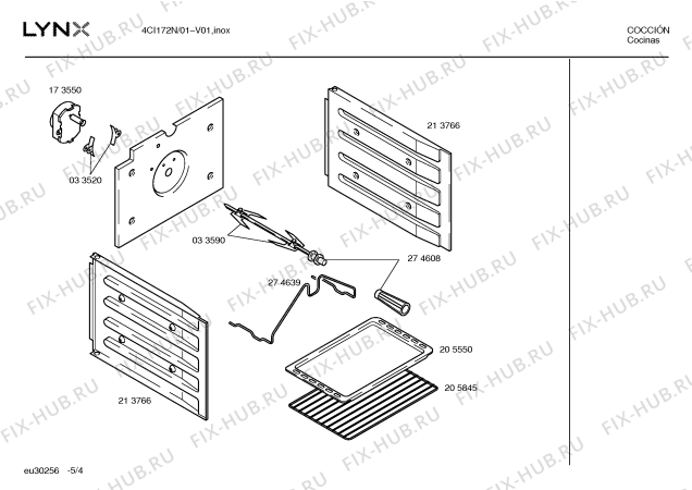 Взрыв-схема плиты (духовки) Lynx 4CI172N - Схема узла 04