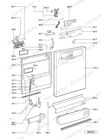 Схема №1 ADP 5968 WHM с изображением Панель для посудомоечной машины Whirlpool 481245371998